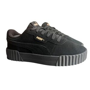 Puma Caracal Suede Platform Sneakers Black Gold Women's Size 8‎